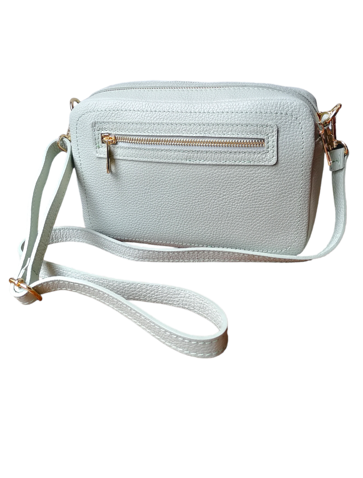 Borsa Large Doppio Zip in Pelle Dollaro MADE IN ITALY Verde Chiaro