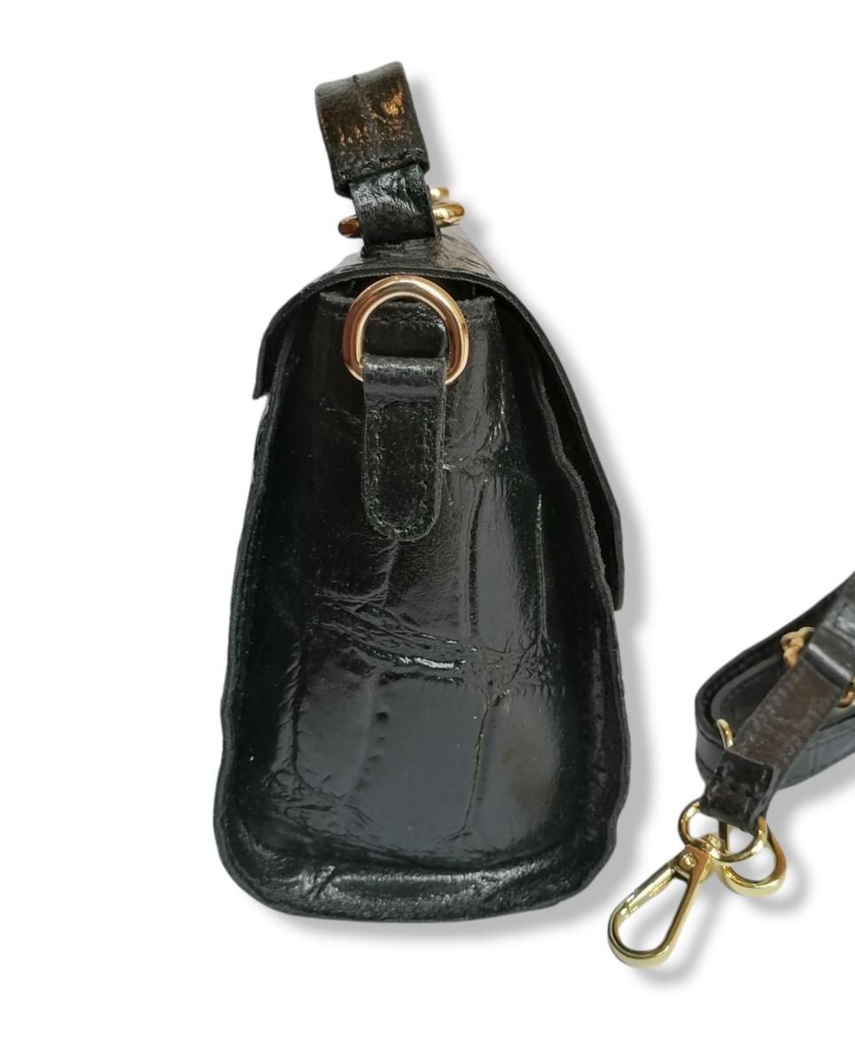 Fermagli per scarpe con doppio fiocco in finta pelle di serpente nera fatti a mano - Italia