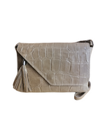 pochette frangia stampata beige
