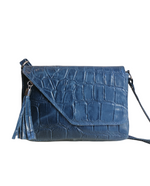 pochette frangia stampata azzurra