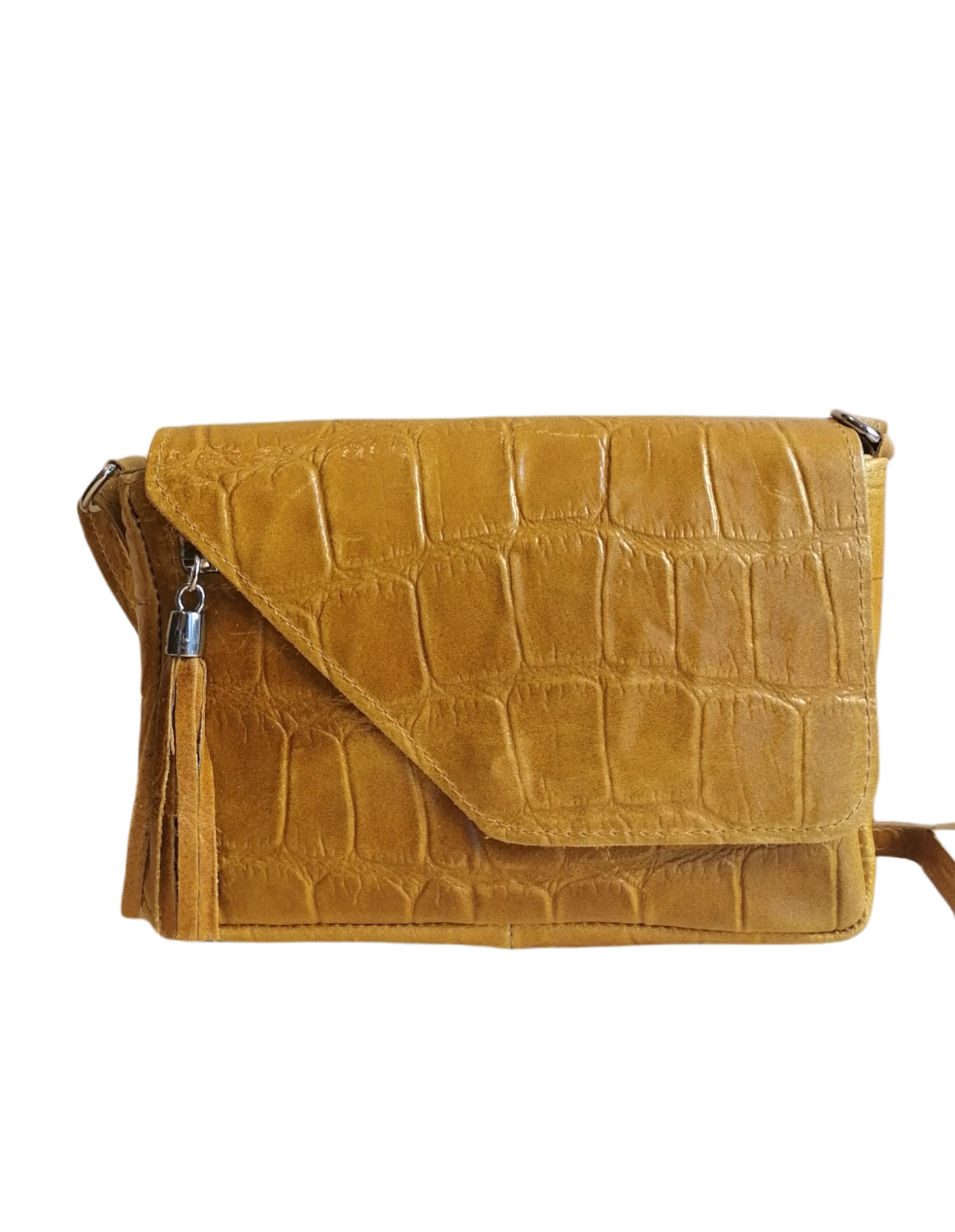 pochette frangia stampata gialla