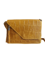 pochette frangia stampata gialla