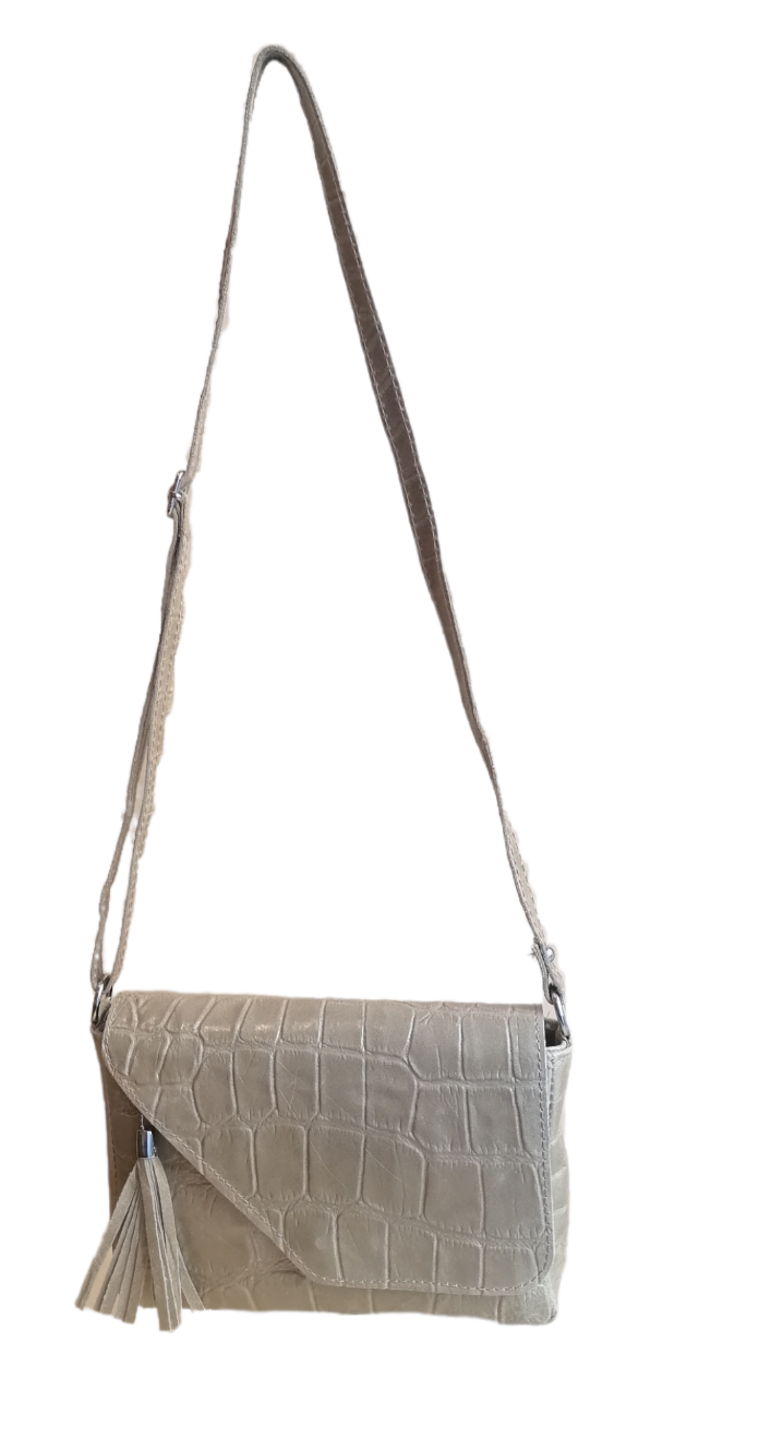 pochette frangia stampata lungo beige