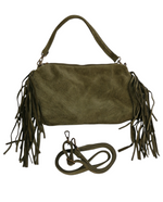 borsetta frangia scamosciata verde