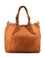 Borsa Shopper Trapezio in Vera Pelle Intrecciata Sauvage | Made in Italy