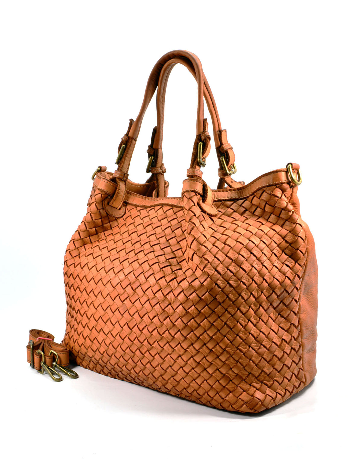 Borsa Shopper Trapezio in Vera Pelle Intrecciata Sauvage | Made in Italy