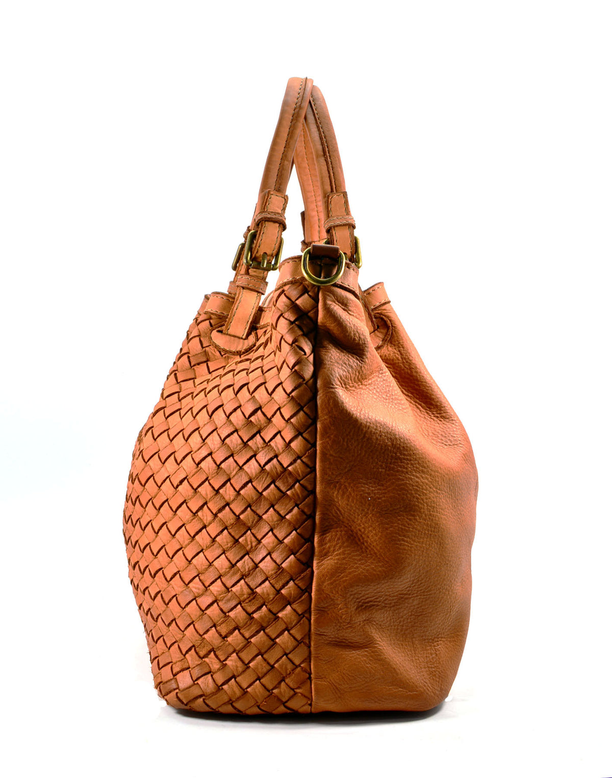 Borsa Shopper Trapezio in Vera Pelle Intrecciata Sauvage | Made in Italy