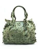 Borsa Shopper Classica con Stampa Laser Fiori in Vera Pelle Sauvage | Made In Italy