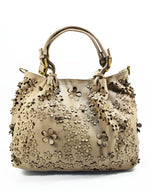 Borsa Shopper Classica con Stampa Laser Fiori in Vera Pelle Sauvage | Made In Italy