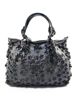 Borsa Shopper Classica con Stampa Laser Fiori in Vera Pelle Sauvage | Made In Italy