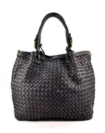 Borsa Shopper Trapezio in Vera Pelle Intrecciata Sauvage | Made in Italy