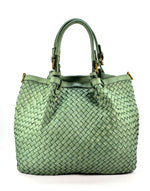 Borsa Shopper Trapezio in Vera Pelle Intrecciata Sauvage | Made in Italy