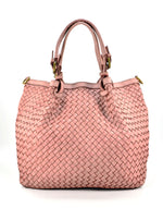 Borsa Shopper Trapezio in Vera Pelle Intrecciata Sauvage | Made in Italy