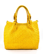 Borsa Shopper Trapezio in Vera Pelle Intrecciata Sauvage | Made in Italy