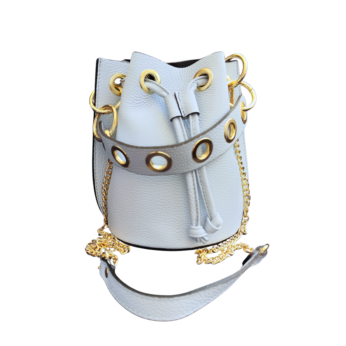 Secchiello con Borchie in Vera Pelle Dollaro