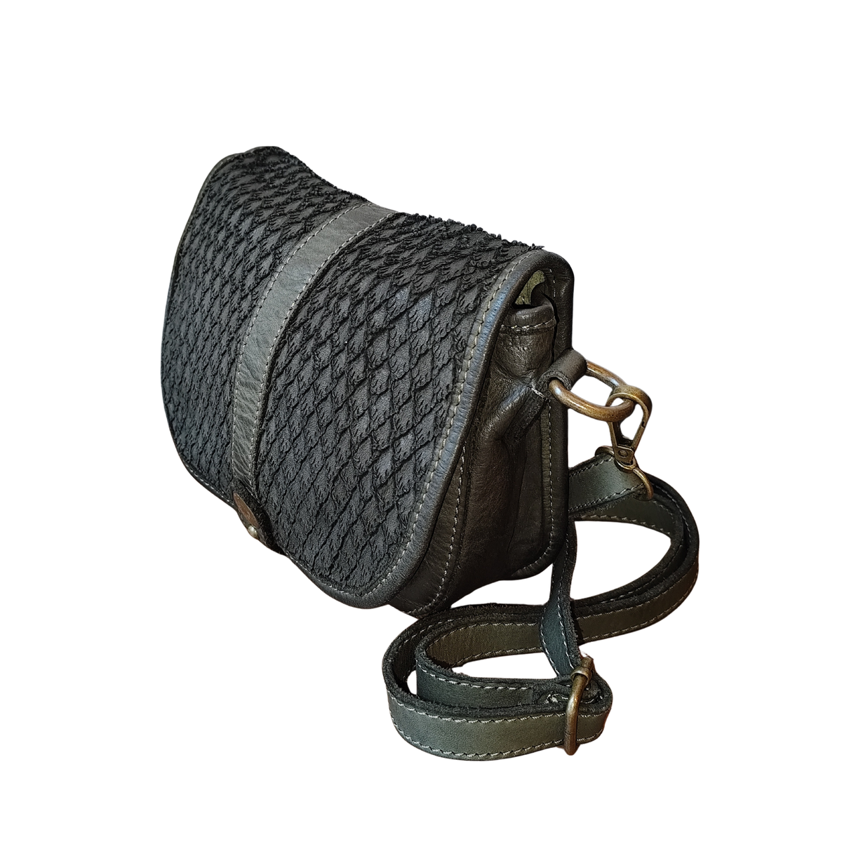 Borsetta Rotonda con Pattina in Pelle Sauvage Morbidissima Stile Vintage