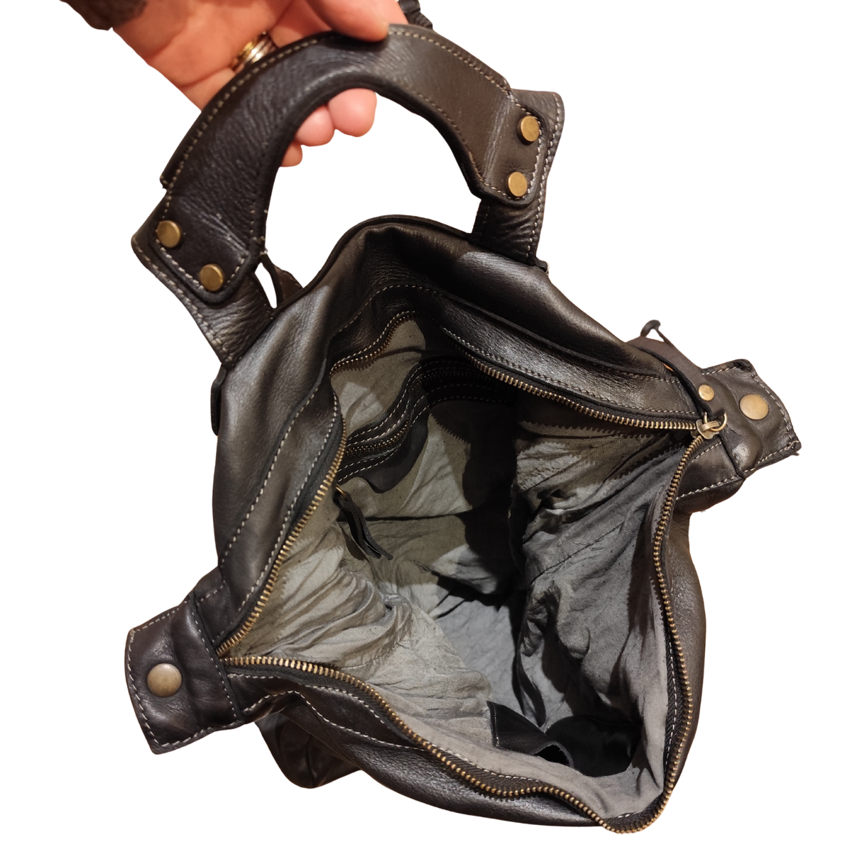 Zaino in Vera Pelle Sauvage Stile Vintage Unisex Made In Italy SS260