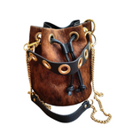 Secchiello con Borchie in Pelle di Cavallino