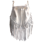 Borsa a Secchiello con Frangia in Pelle Scamosciataq