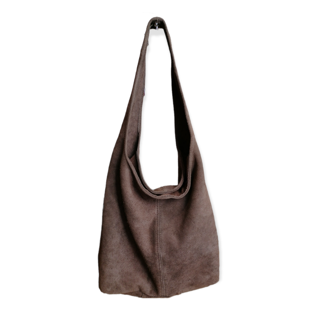 Hobo Bag Morbida in Vera Pelle Scamosciata Grande