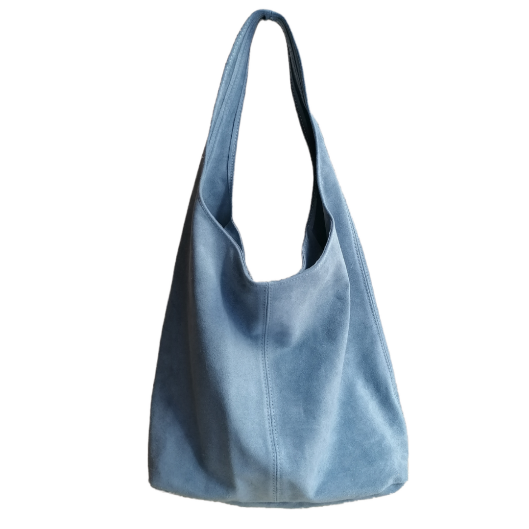 Hobo Bag Morbida in Vera Pelle Scamosciata Grande