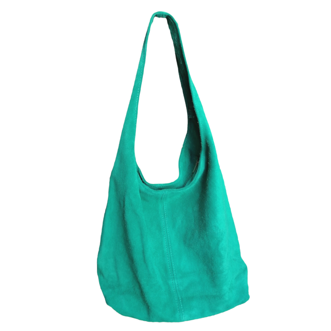 Hobo Bag Morbida in Vera Pelle Scamosciata Grande