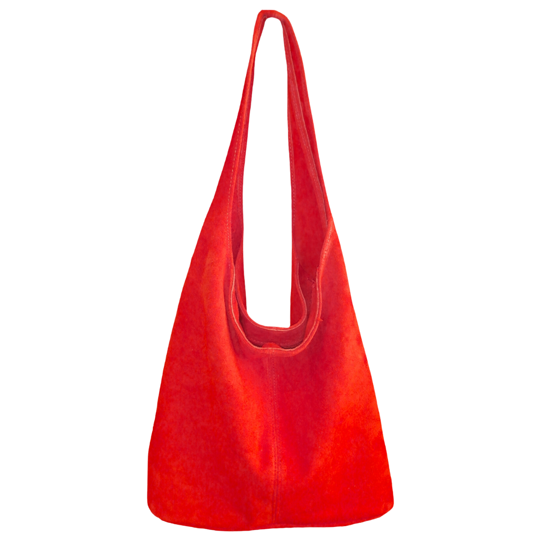 Hobo Bag Morbida in Vera Pelle Scamosciata Grande