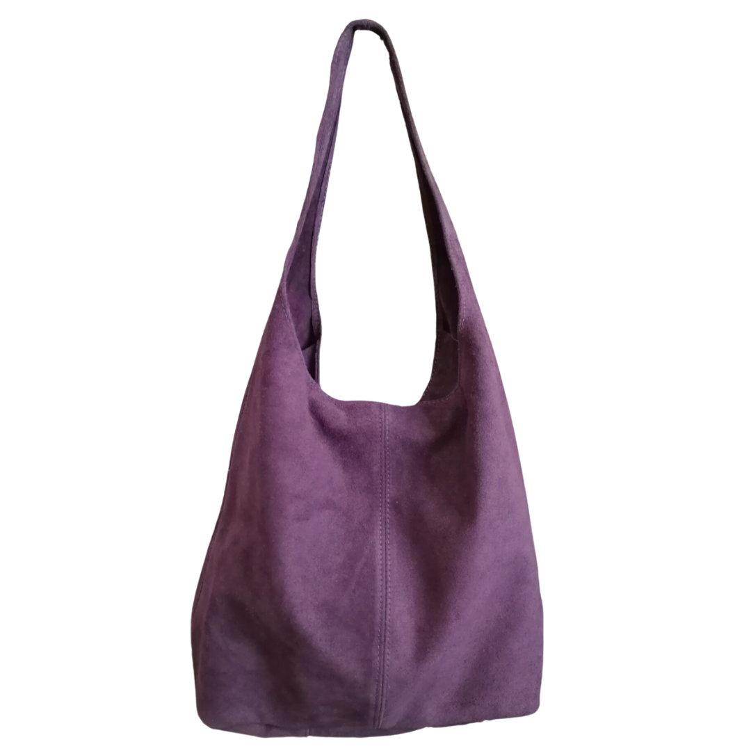 Hobo Bag Morbida in Vera Pelle Scamosciata Grande