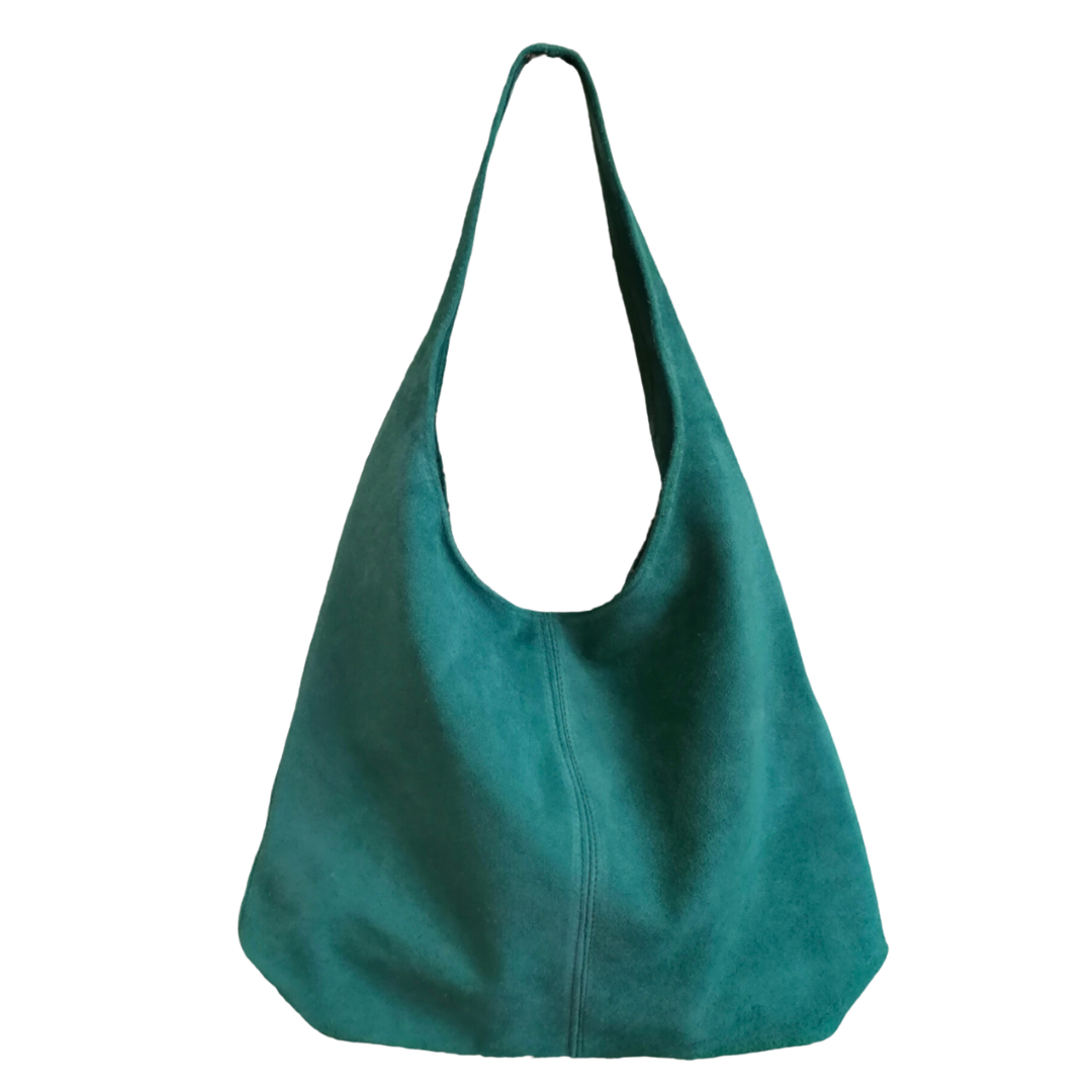 Hobo Bag Morbida in Vera Pelle Scamosciata Grande