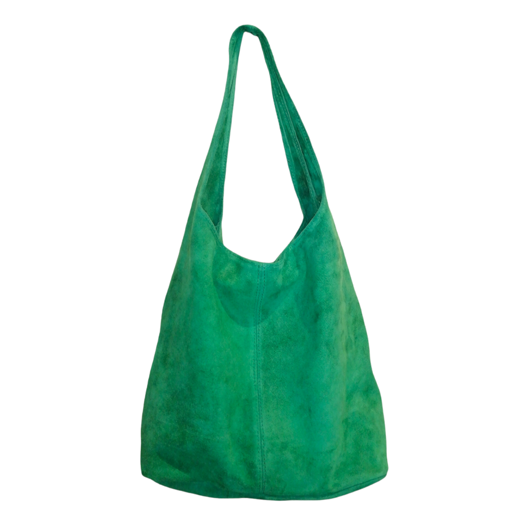 Hobo Bag Morbida in Vera Pelle Scamosciata Grande