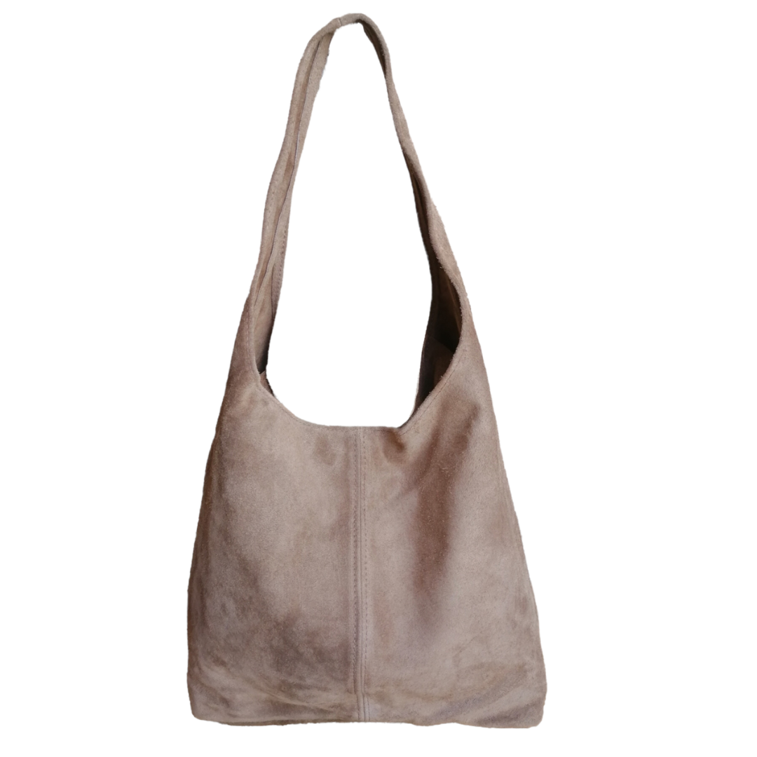 Hobo Bag Morbida in Vera Pelle Scamosciata Grande