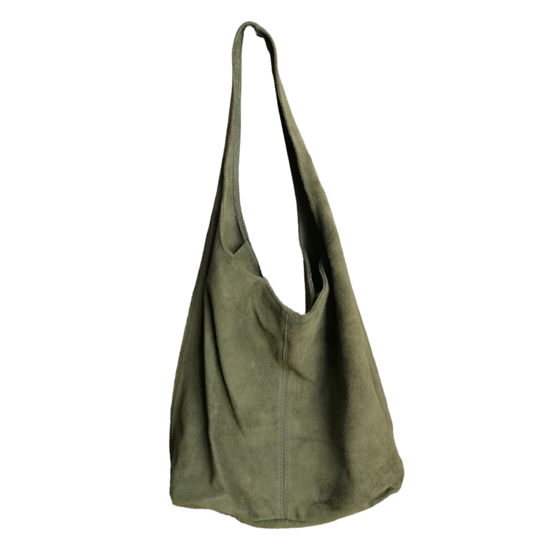 Hobo Bag Morbida in Vera Pelle Scamosciata Grande