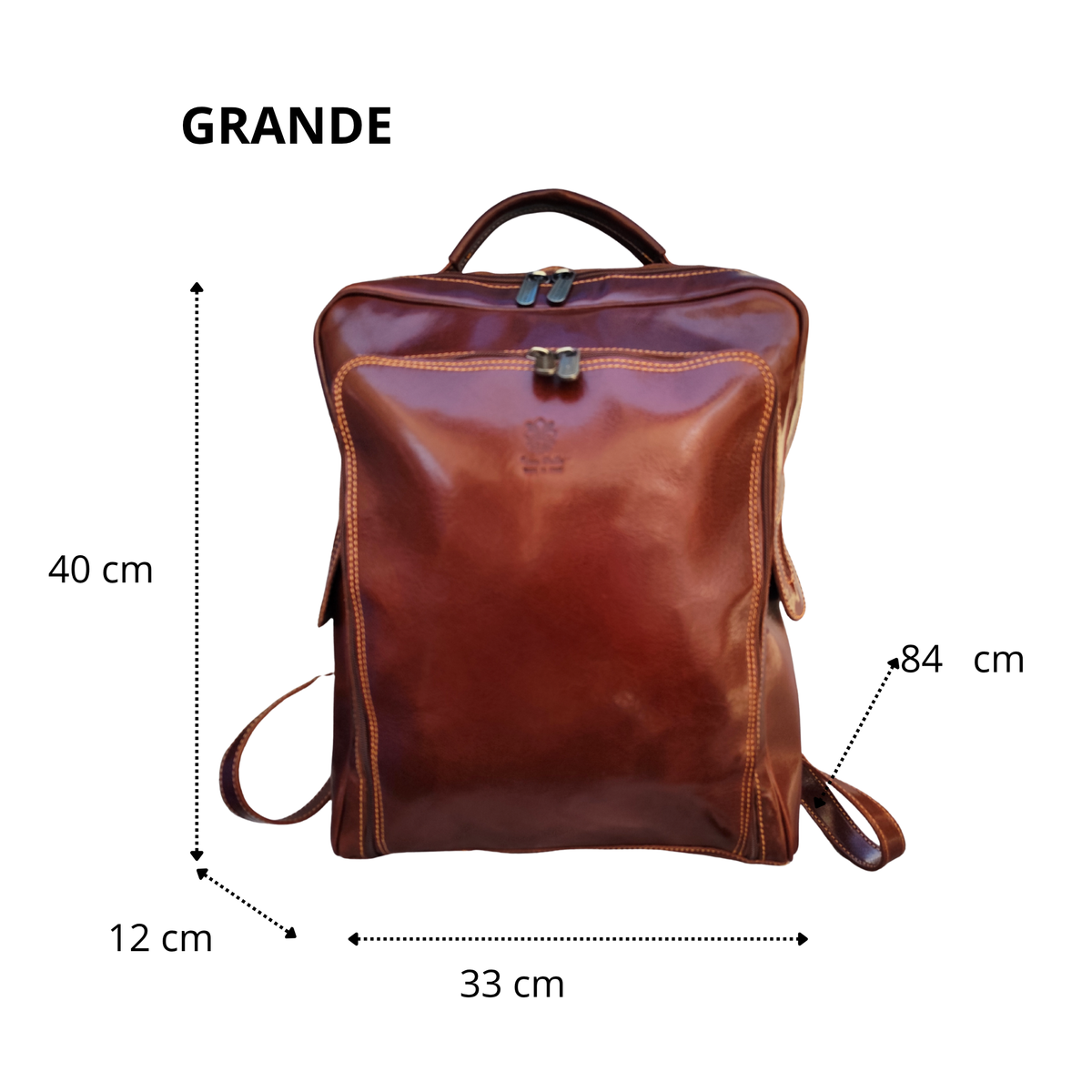 Zaino con Zip in Vero Cuoio Rigido Artigianale Made in Italy