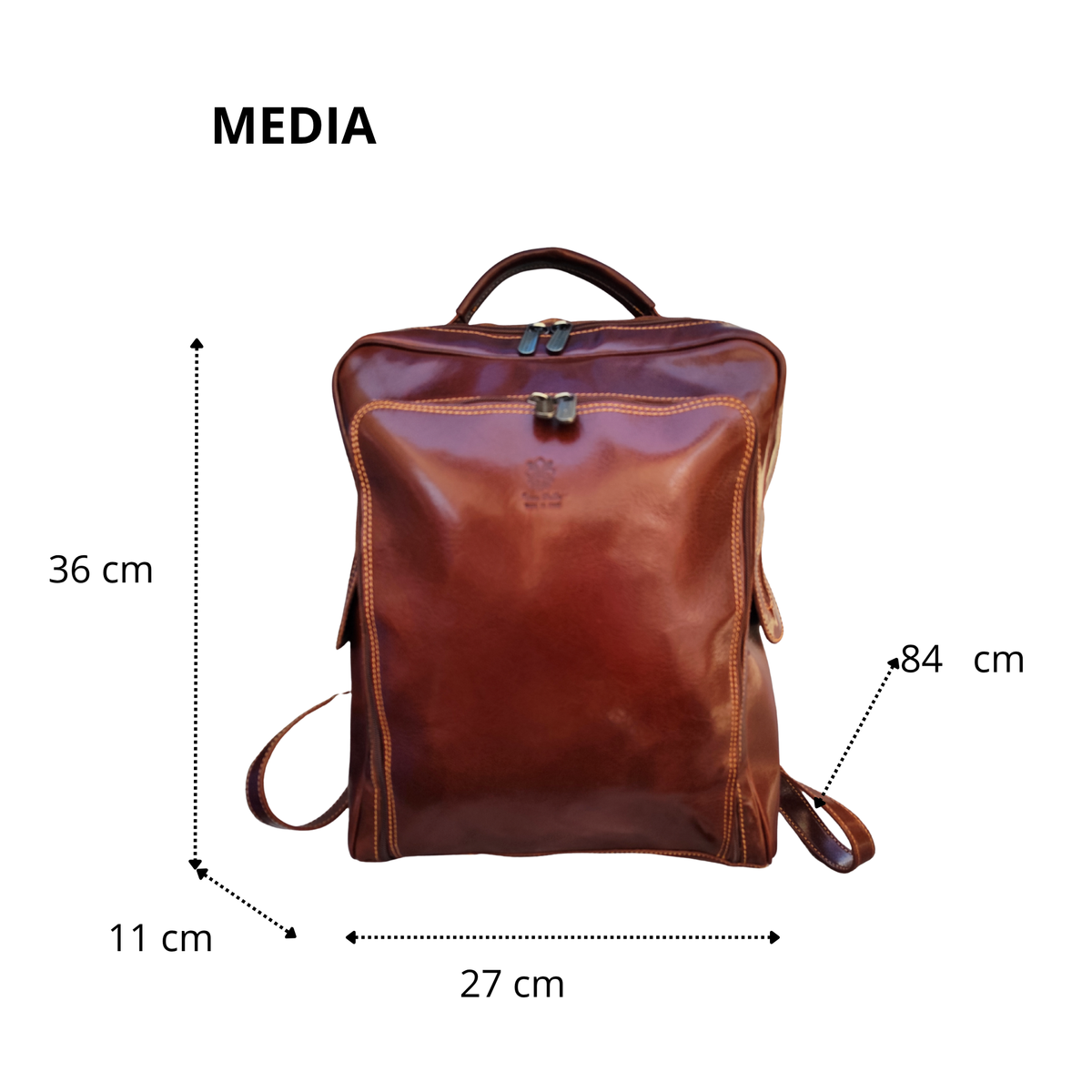 Zaino con Zip in Vero Cuoio Rigido Artigianale Made in Italy