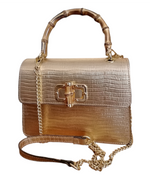 Borsa Vera Pelle Rigida Bambù Modello M