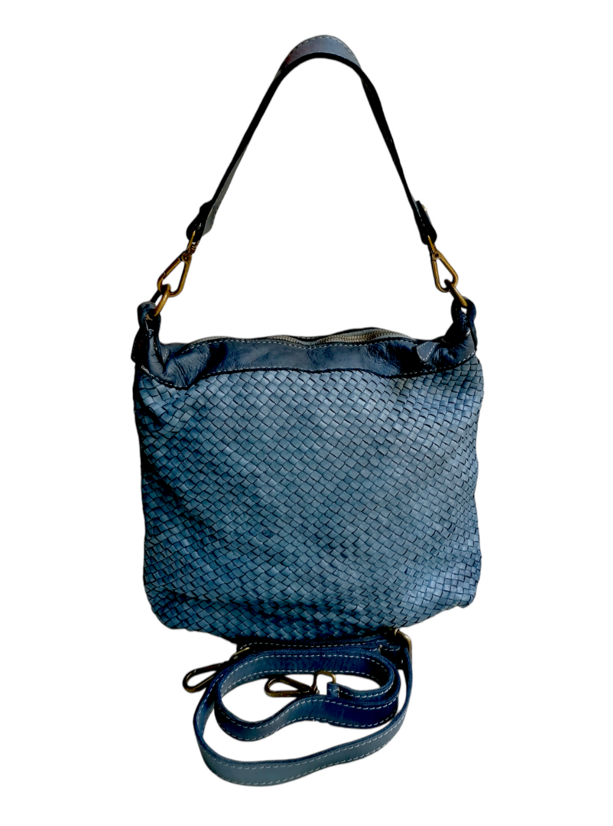 Borsa a Tracolla 30 x 28 in Pelle Sauvage Intrecciata Vintage