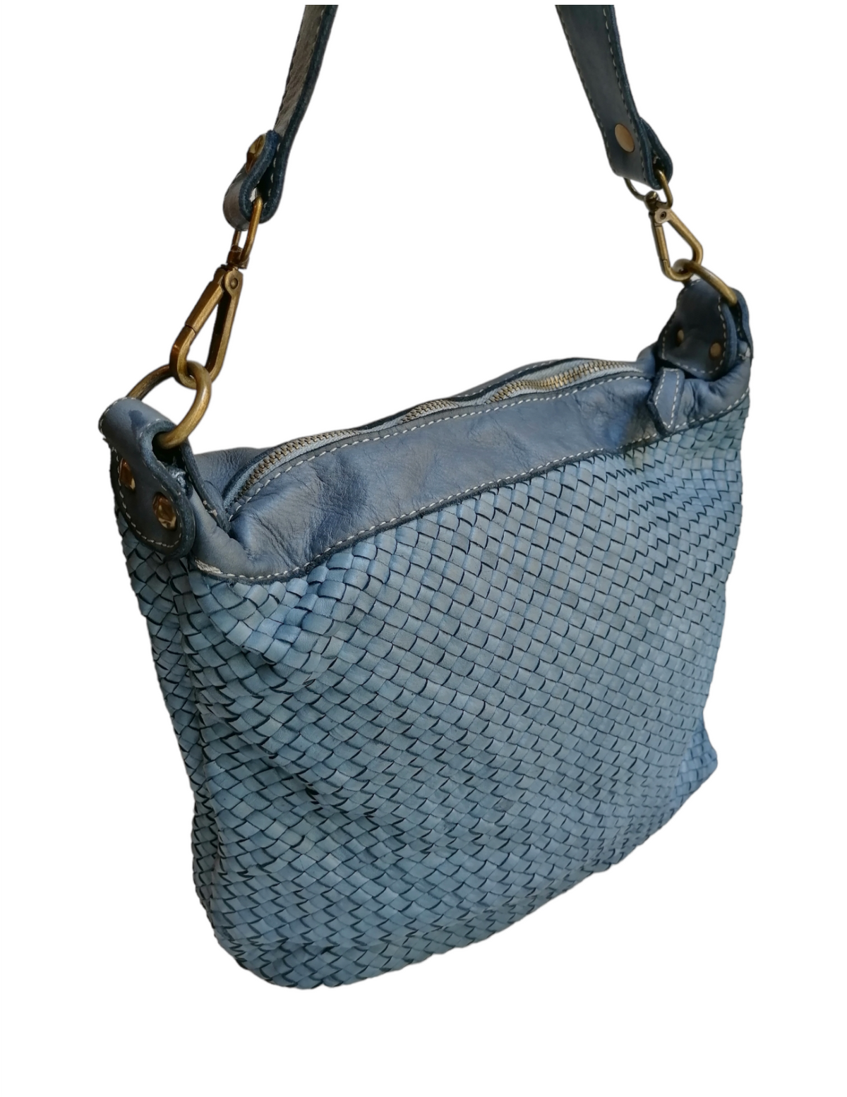 Borsa a Tracolla 30 x 28 in Pelle Sauvage Intrecciata Vintage