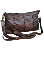 Tracolla Piccola Quadretti 15x25cm Vera Pelle Sauvage Vintage