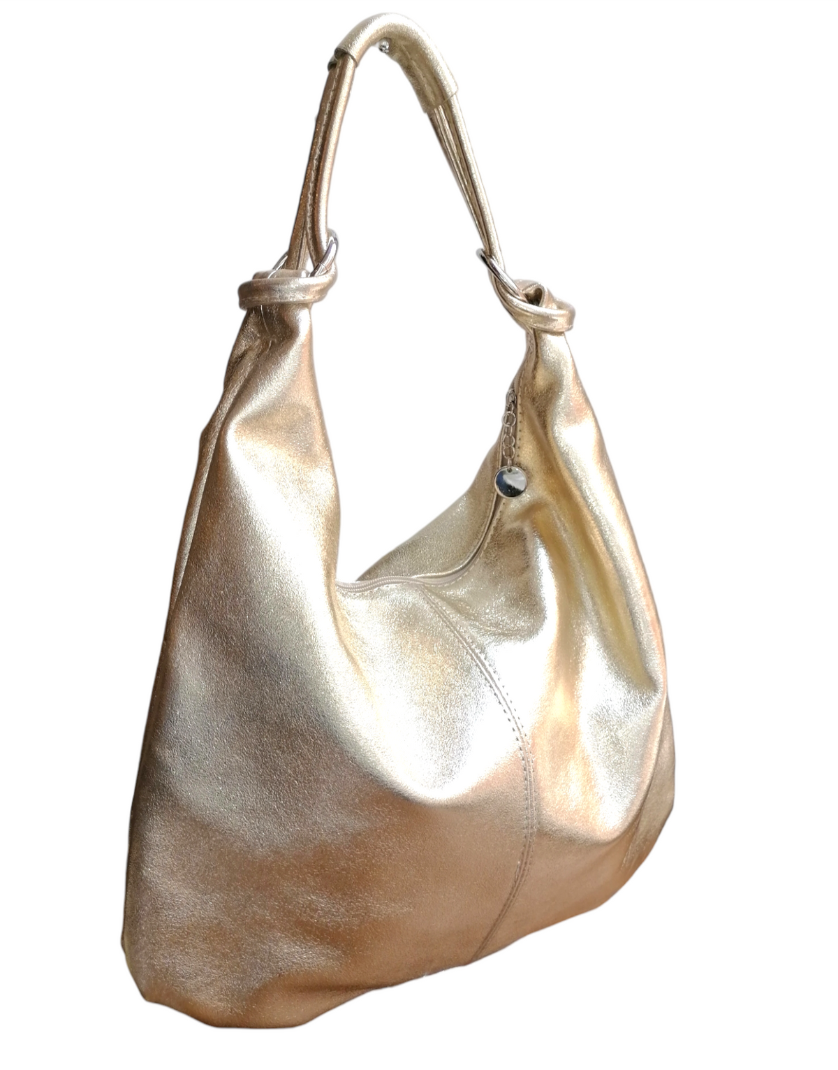 Hobo Bag con Anelli in Vera Pelle Dollaro Made In Italy