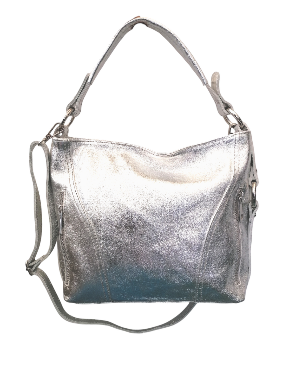 Hobo Bag con Tracolla in Vera Pelle