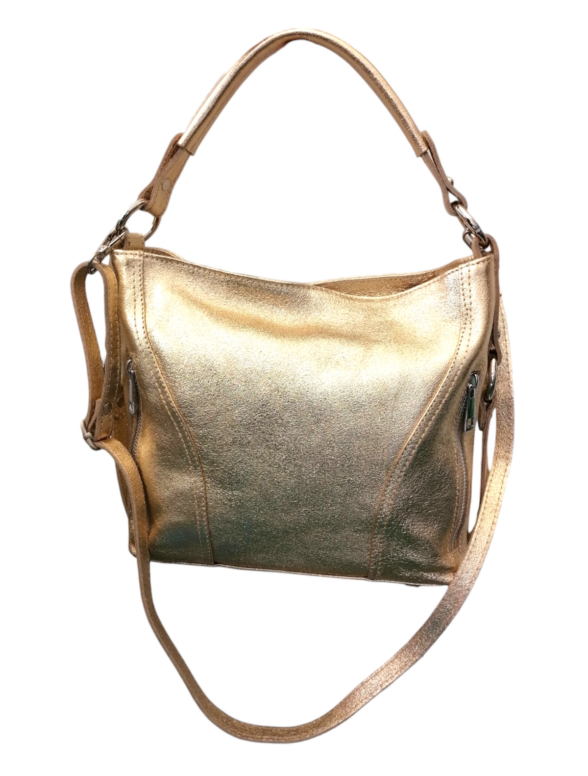 Hobo Bag con Tracolla in Vera Pelle