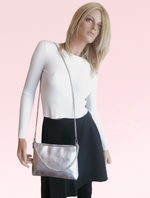 Borsetta con Catena Argento Manico / Tracolla in Vera Pelle Made in Italy