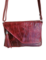 Pochette con Frangia in Vera Pelle Stampata