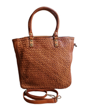 Carica l&#39;immagine nel visualizzatore di Gallery, Tote Bag con Tracolla in Pelle Intrecciata Sauvage Stile Vintage
