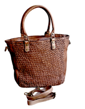 Carica l&#39;immagine nel visualizzatore di Gallery, Tote Bag con Tracolla in Pelle Intrecciata Sauvage Stile Vintage
