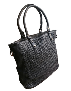 Tote Bag con Tracolla in Pelle Intrecciata Sauvage Stile Vintage