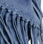 Borsa a Secchiello con Frangia in Pelle Scamosciataq