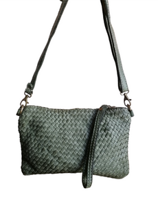 Tracolla Piccola Rettangolo Intrecciata 14 x 23cm Vera Pelle Sauvage Vintage