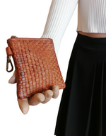 Portamonete in Vera Pelle Intrecciata Sauvage Unisex