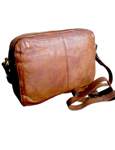 Tracolla Doppio Zip in Vera Pelle Intrecciata Sauvage